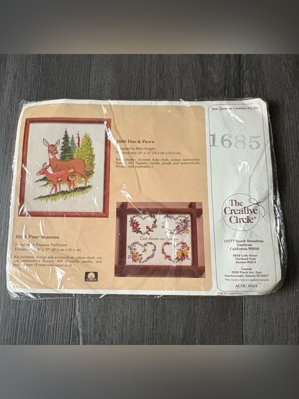 Vintage The Creative Circle Cross Stitch Kit #1685 Doe & Fawn - NEW